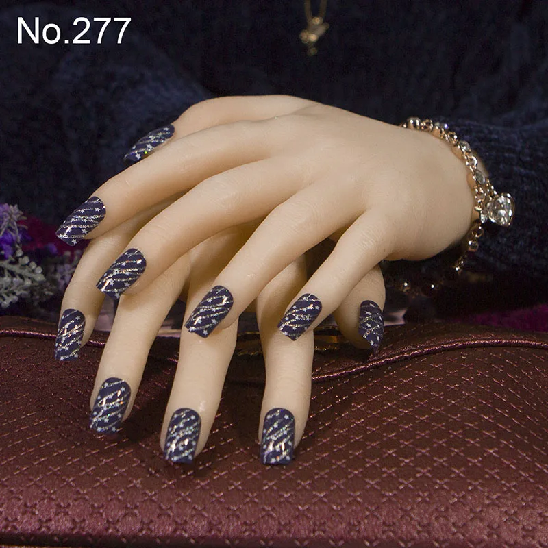 JQ 24 шт./компл. 3D милые невесты накладные ногти квадратный французский накладные ногти для ног с двусторонней клейкой средне-длинная полное покрытие лаком Французский ногтей советы - Цвет: 277