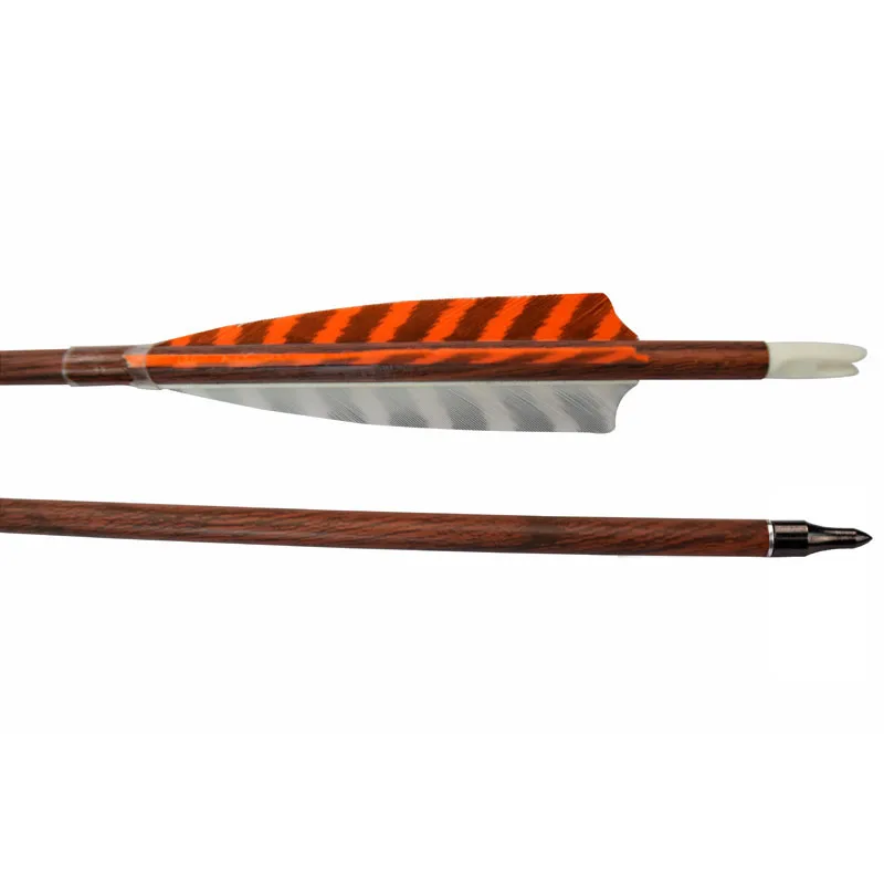 12Pcs Carbon Arrow Red Wood Camo Spine 500 Pure Carbon Fibre Screw