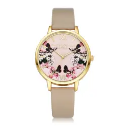 Высококачественные Женские часы с красочным узором, женские часы с циферблатом, наручные часы с простым кожаным ремешком, повседневные
