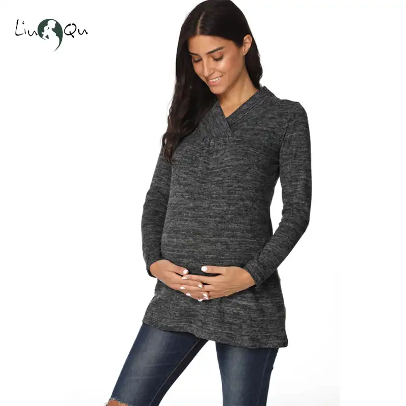 Liu /& Qu Womens Maternity Tops Long Sleeve Pregnancy Shirts Peplum Tops for Women