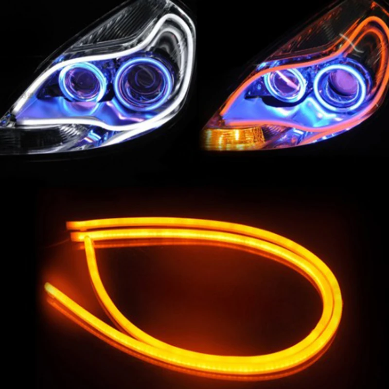 

2x 30cm 45cm 60cm 12v DRL Flexible LED Tube Strip Daytime Running Light Turn Signal Angel Eyes Car Styling White / Yellow / Blue