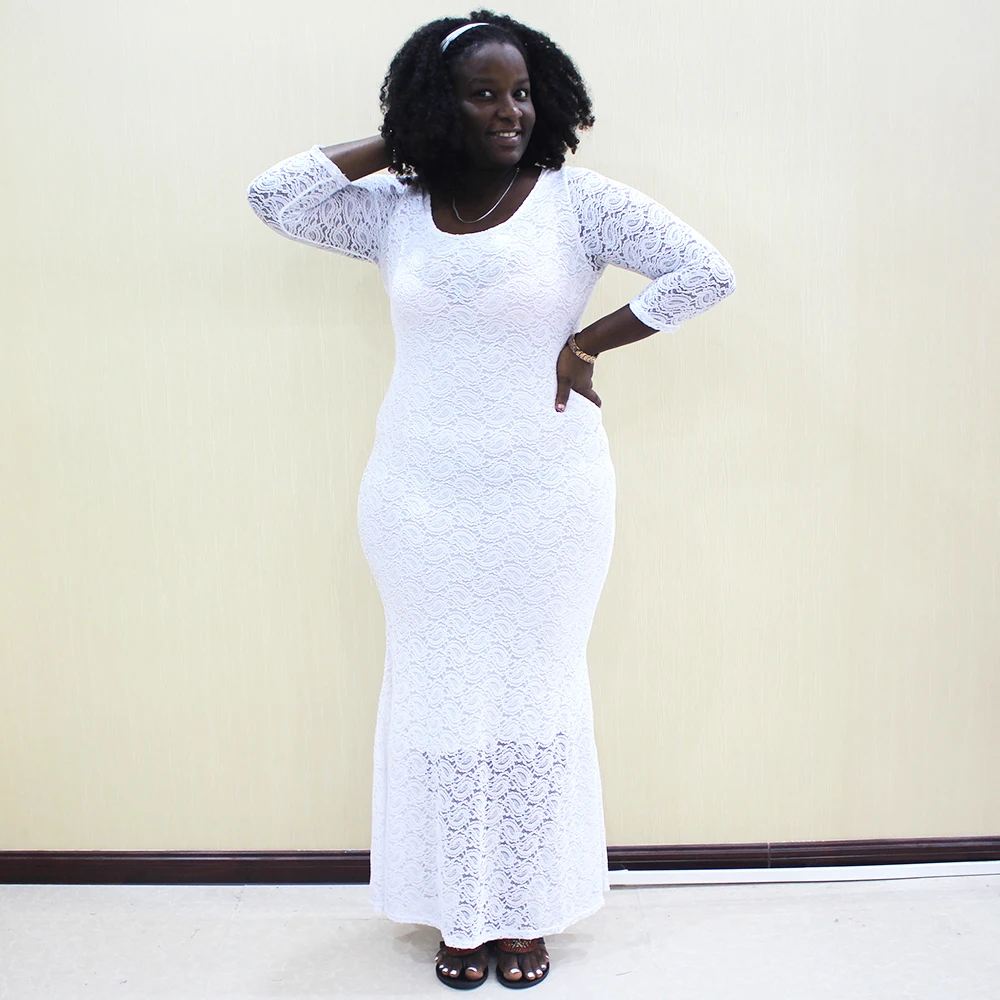 Дашики, африканские кружевные платья для женщин, кружевные Элегантные вечерние юбки русалки, Дамское длинное платье - Цвет: as picture