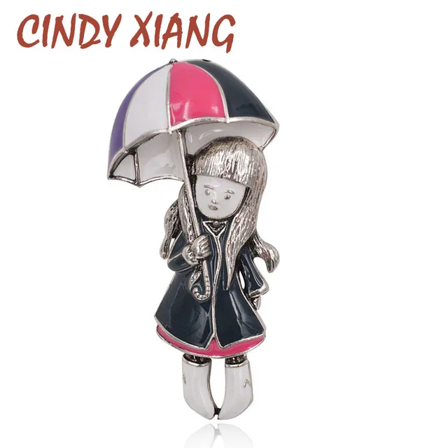 CINDY XIANG Girl Under Umbrella Brooches For Women Enamel Pins New Summer Jewelry Coat Dress Broches Bijouterie Badges Gift