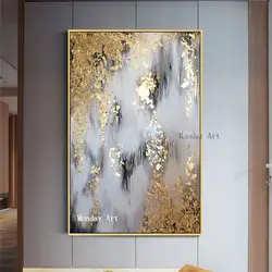 Ручная роспись современный абстрактный холст картины маслом абстрактная Золотая картина маслом Картина гостиная украшение дома