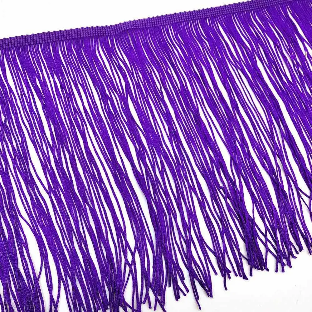 10Yards of Pack 8" Width Fringe Trim Lace Polyerter Fibre Tassel Clothes Accessorie Latin Wedding Dress Tassel Ribbon Tasse Trim - Цвет: Purple