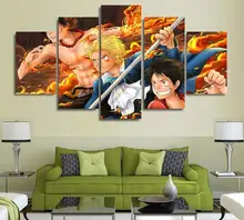 5 Panels Wall Art 5 Panels Wall Art Anime One Piece Monkey D. Luffy 5 Pieces Paintings Canvas Poster Unframed