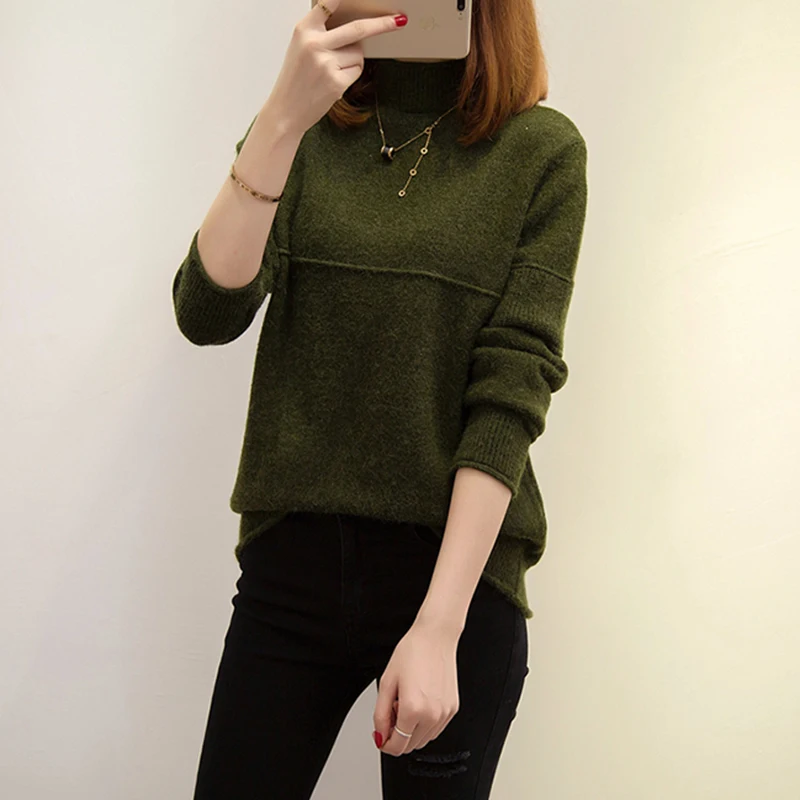 2018 Autumn Winter Women Pullovers Sweater Knitted Elasticity Casual Jumper Fashion Slim Turtleneck Warm Female Sweaters Sweaters