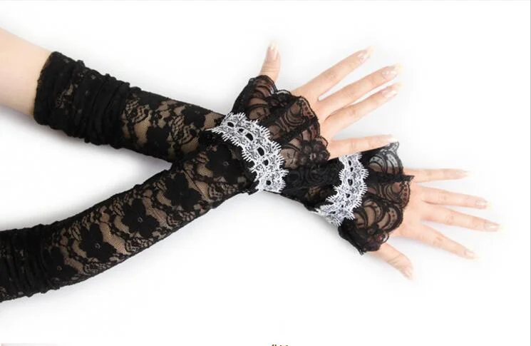 Открытое кружевное Для женщин длинные солнцезащитные перчатки защиты от солнца водительские перчатки Лето рука рукава перчатки