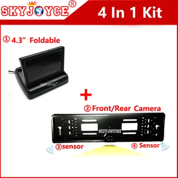

4.3 car TV monitor screen rearview camera car European license plate frame camera LED backup reverse camera IR 2 parking sensor