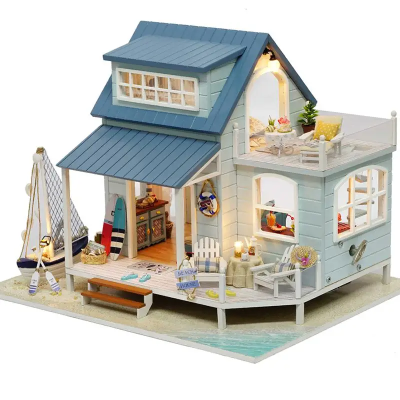

CUTE ROOM 3D Doll House Miniature DIY Model Dollhouse Furnitures Wooden Toys For Children Birthday Gift Room Decor with Music