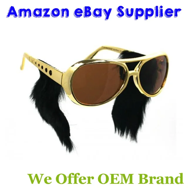 Wholesale Gold Frame Classic Elvis Glasses with Sideburns Elvis