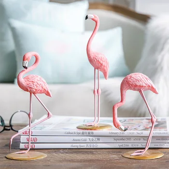 

Creative Flamingo Animals Home decor fairy garden miniatures resin Figurines crafts statue Wedding decoration accessories