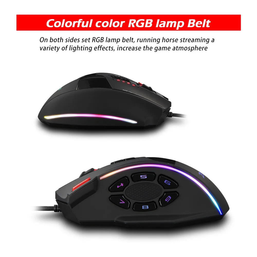 Zelotes C13 игровая мышь 7000 dpi 13 программируемых кнопок RGB светодиодный светильник мыши