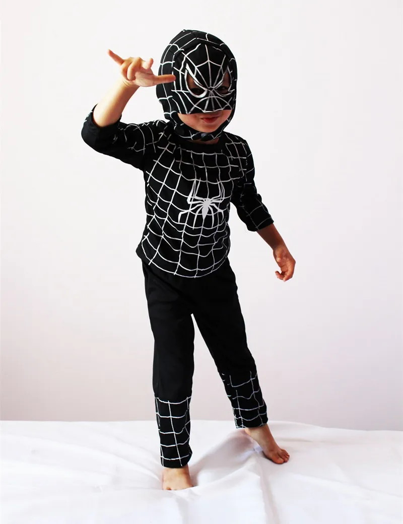 

3-7 Years Boy Black Spiderman Costume Halloween Costume For Kids Spiderman Party Cosplay T-Shirt+Pants Set S-XXL