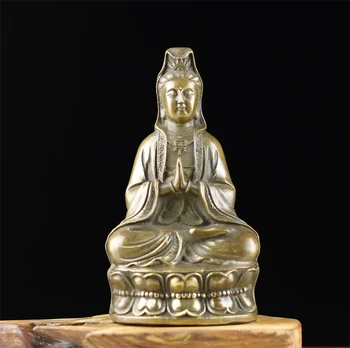 

Guanyin copper Avalokiteshvara antique do old Kwan-yin figure blessing peace and security the statue of Buddha.