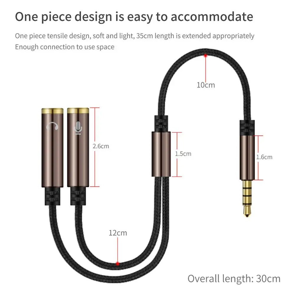 Адаптер-сплиттер для гарнитуры, разъём 3,5 мм, отдельный адаптер для наушников и микрофона 3,5 мм комбинированный аудио кабель-адаптер