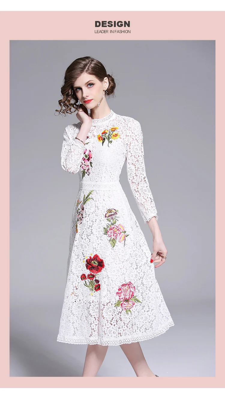 Для женщин с цветочной вышивкой белое кружевное платье zomerjurk Dames Hollow Out сумка Хип сексуальное миди вечерние платье Zomer Jurk K6196