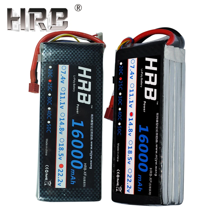 HRB 16000mAh литий-полимерный Батарея 7,4 V 11,1 V 14,8 V 18,5 V 22,2 V 25C T деканов квадрокоптера самолета вертолета RC Запчасти AKKU емкостью 2S 4S 5S 6S 3S