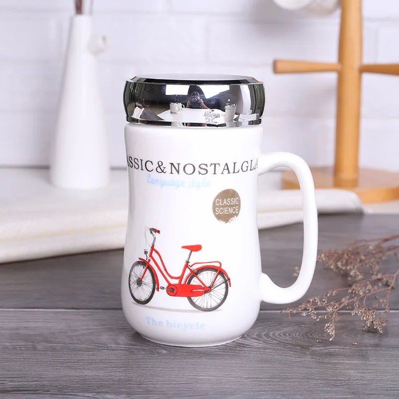 Творческий керамический кофе кружки с крышкой Европа мотоцикл Tazas De керамика a Creativas 400 мл 13 унций чашки и кружки дропшиппинг - Цвет: Multi