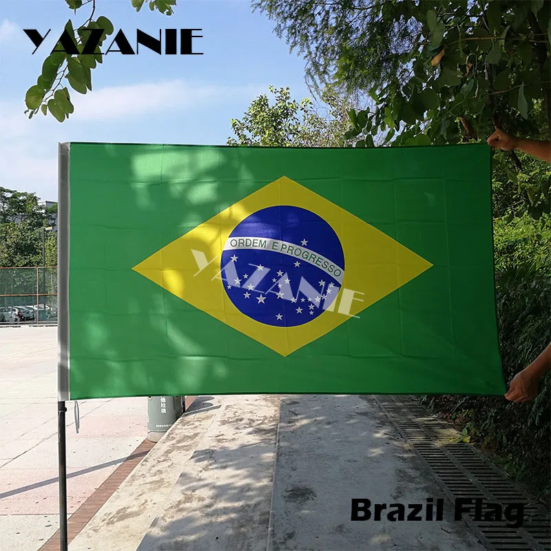 

YAZANIE 90x150cm Brazil Custom Flag Banner National Flags for Home Decoration 2018 World Cup Sport Country Brazilian Flag