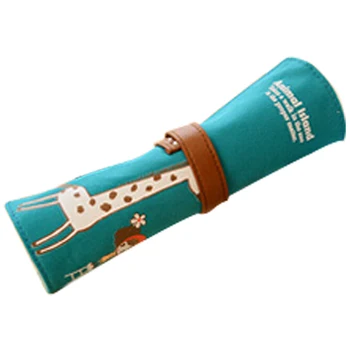 

5X Affordable Kawaii Pencil case is big capacity canvas contracted coils of pencil bags girl lovely pencil box pen curtain green