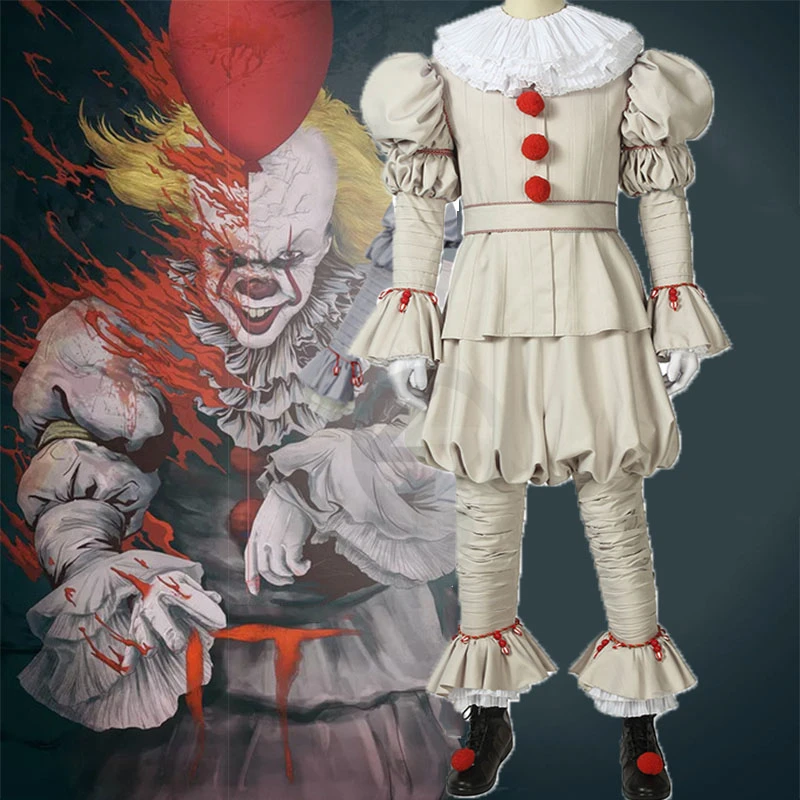 

Stephen King's It Pennywise the Dancing Clown Cosplay Costume Adult Unisex Terror Clown Halloween Costumes For Men Adult Suit