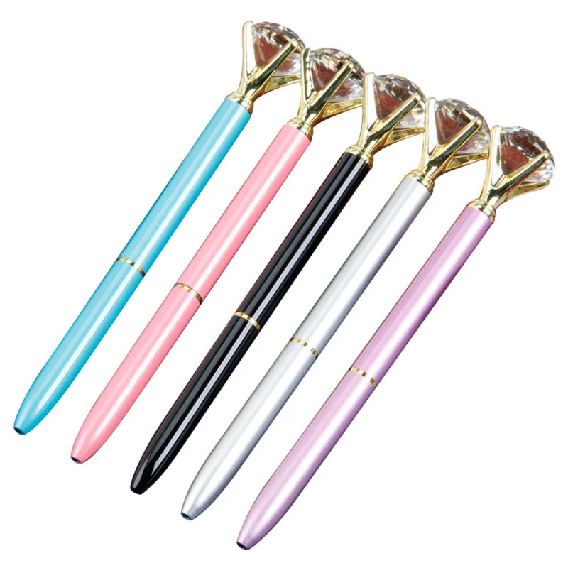 

Kawaii Ballpoint Pen Big Gem Metal Ball Pen With Large Diamond Blue And Black Magical Pen Fashion School Office Supplies