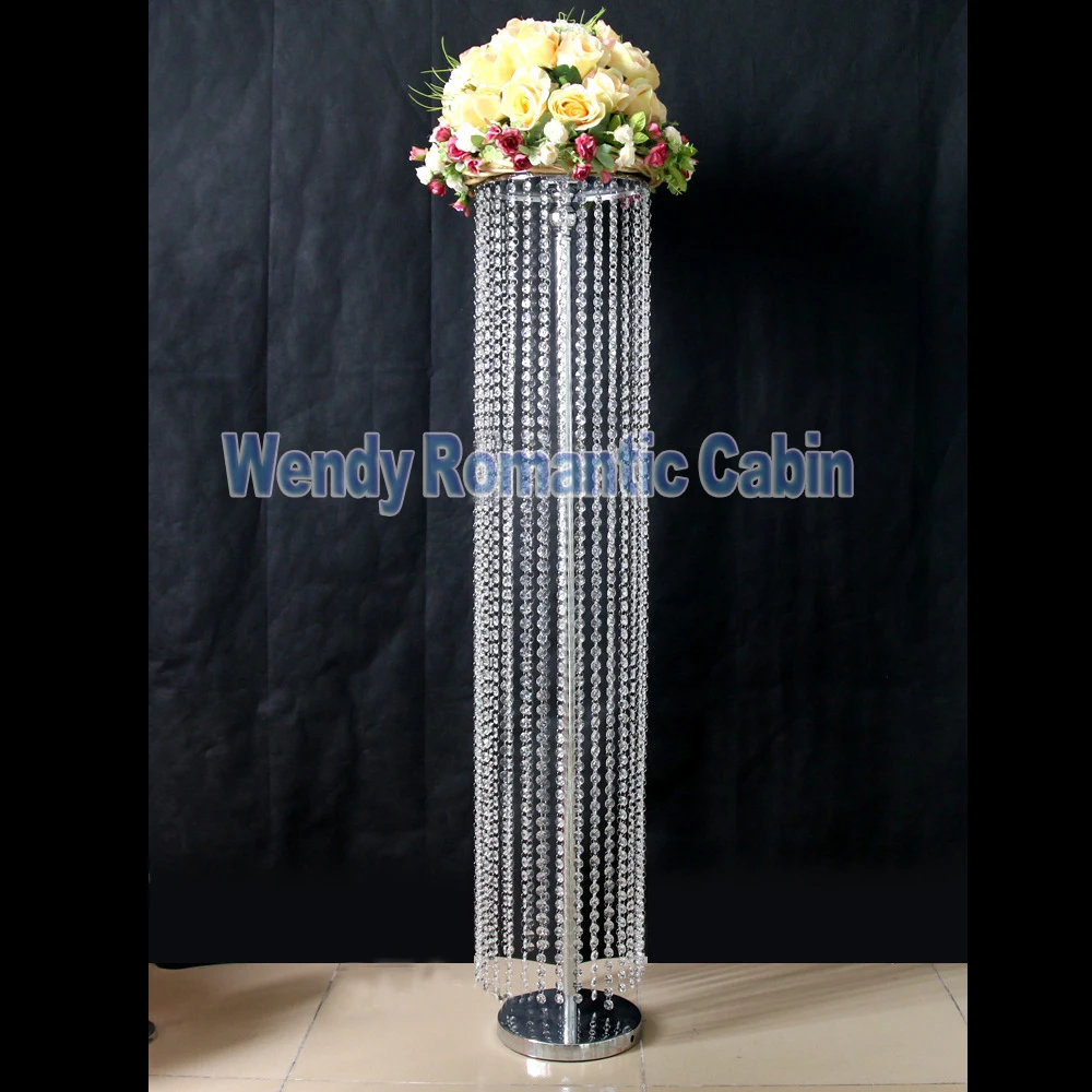 120cm Tall wedding crystal pillars flower stand Wedding Road Leads