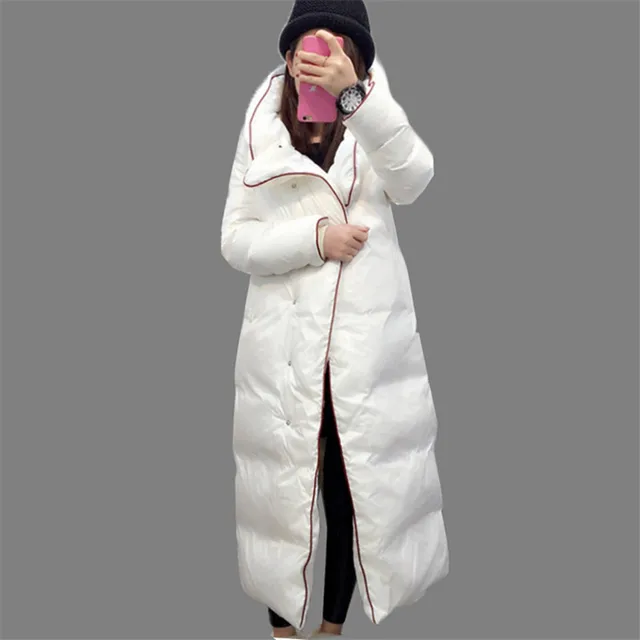 Best price at $117 Cheap New Arrival Women's 2016 Winter Long Outerwear 90% Duck Down Coat Hooded X-long Warm Down Parka Single Breasted Down Coat AA237