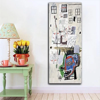 

Jean Michel Untitled graffiti 1 Panel Abstract Wall Art Oil Painting Poster Canvas Painting Print for Living Room Home Decor #93