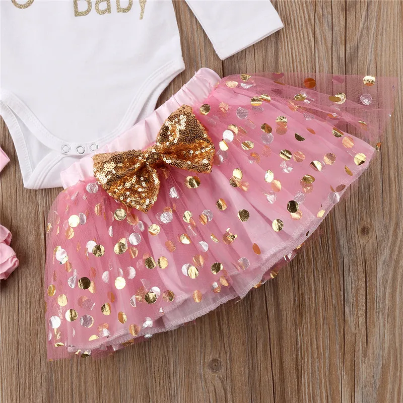 Для маленьких девочек День Святого Валентина Одежда Бант буклет Топы принцессы короткая юбка-пачка гетры повязка Костюм