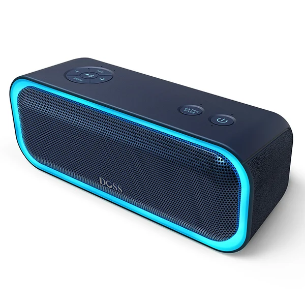 DOSS SoundBox Pro Bluetooth динамик TWS беспроводной динамик s 2*10 Драйверы с мигающий светодиодный светильник усиленный бас стерео звук IPX5 - Цвет: Синий