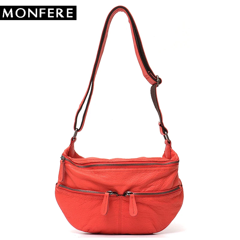 

MONFERE Multi Pockets Vintage color Genuine Leather Shoulder Bag Female Small 2017 Women Messenger Bags Ladies Satchel Handbags