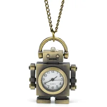 Креативное бронзовое ожерелье-цепочка с рисунком робота карманные часы тон для женщин и мужчин кварцевые часы для женщин и мужчин s часы 85 см