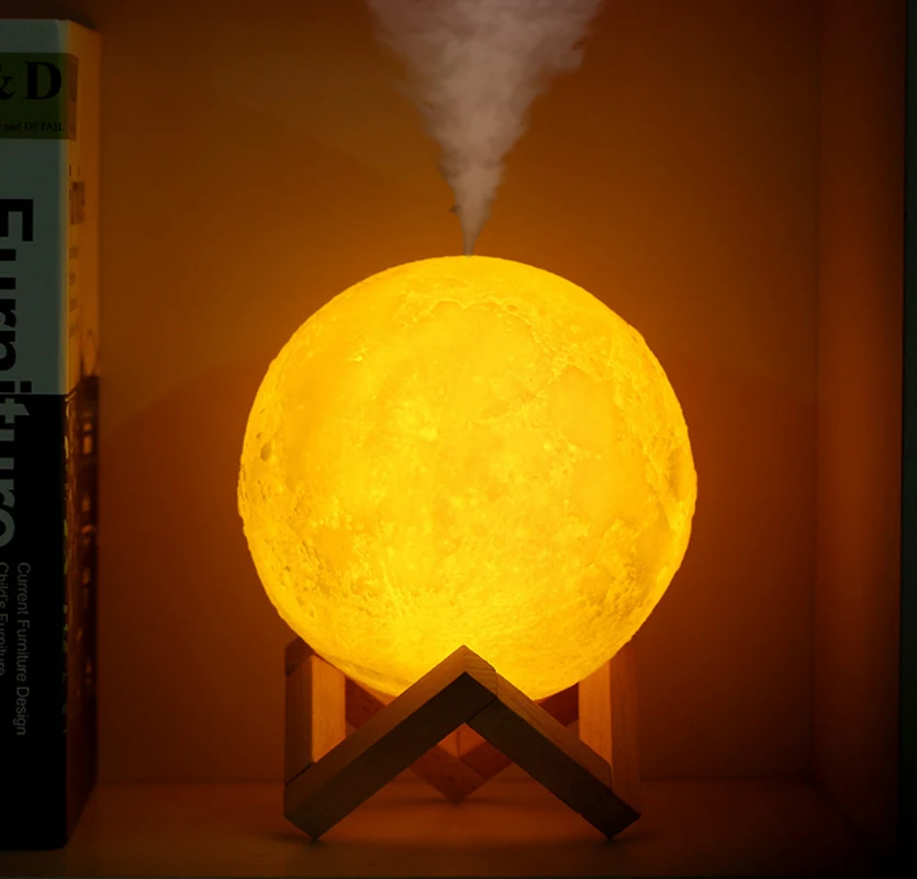 3D Moon Lamp 880mL Air Humidifier Aroma Mist Diffuser Purifier Night Light US 