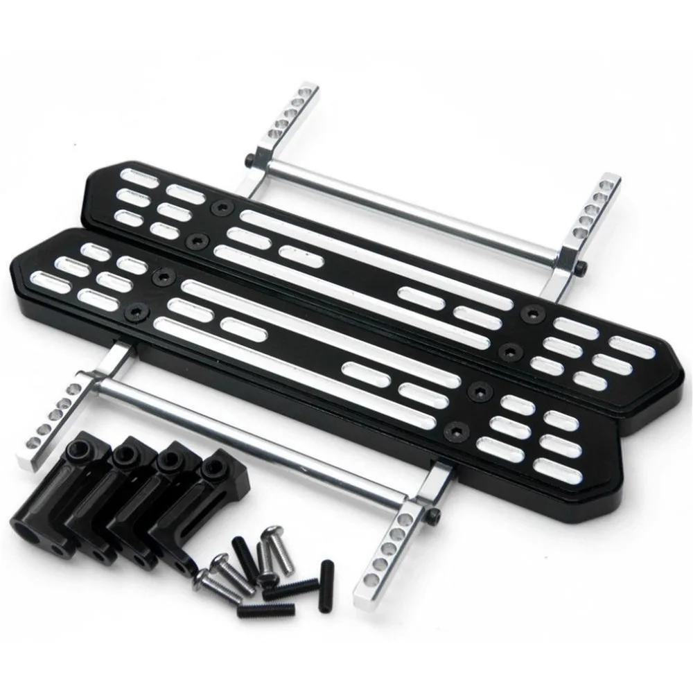 

1 Pair Alloy Metal Side Step Plate Foot Board with Rall Mounts Set RC Car Parts for 1/10 RC Crawler for Axial SCX10 Cars