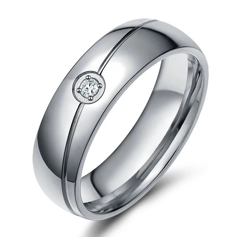 Vnox золото-цвет свадебные Кольца для Для женщин Нержавеющая сталь Для мужчин Кольца с зубцами Настройка Камень CZ США Размеры - Цвет основного камня: Silver color