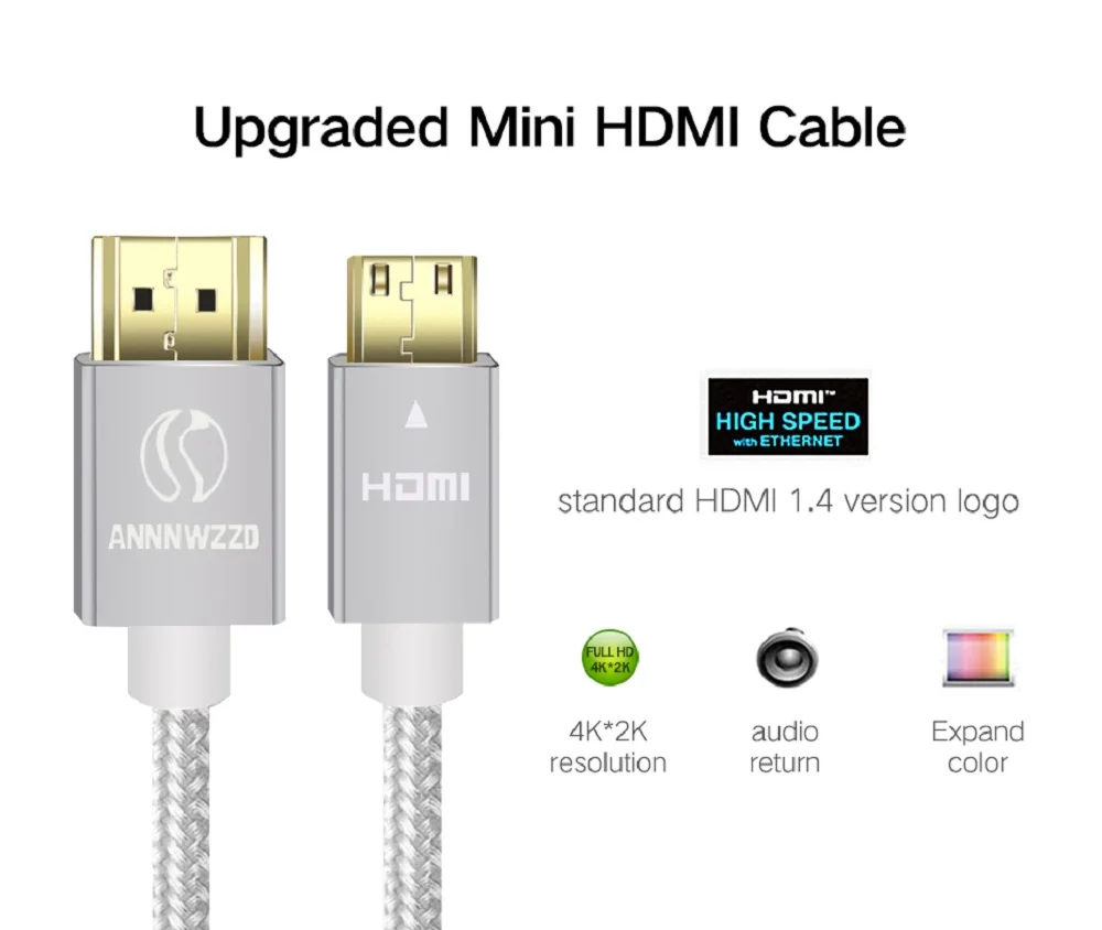 Мини-hdmi кабель мини-hdmi к HDMI кабель высокоскоростной адаптер 1080p 3D с позолоченным штекером для HD tv lcd tv цифровой камеры плоский 2 м