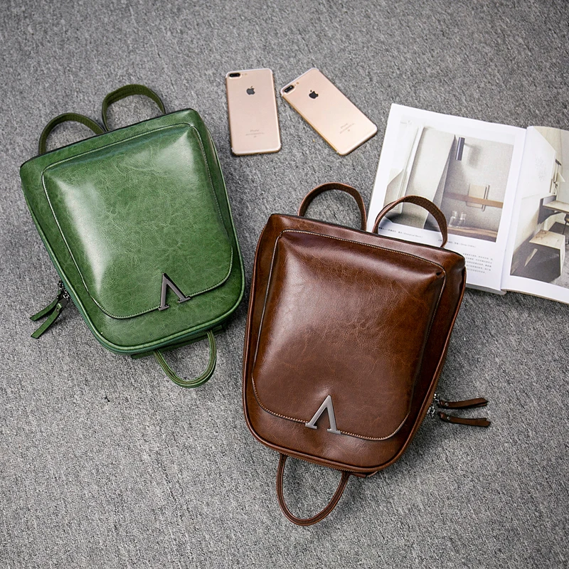 

100% Genuine Leather Women's Backpack Female Real First Layer Cow Leather Ladies Backpack Travel Ipad Cowhide Bag 2019 New