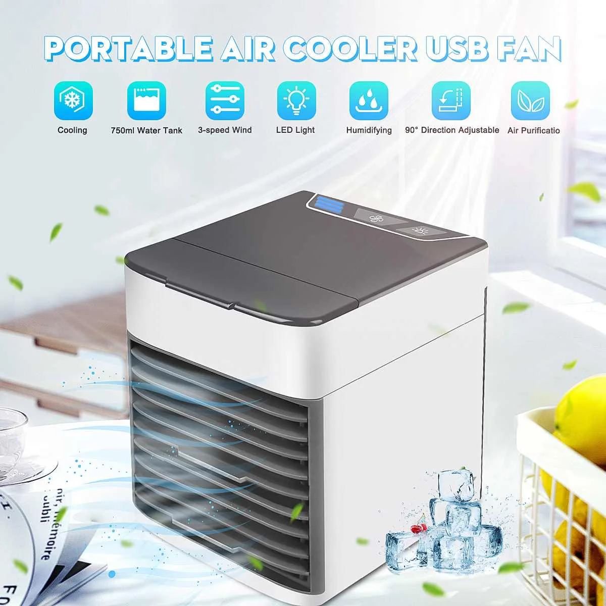 

USB Mini Convenient Air Conditioner Portable Air Cooler Humidifier Purifies Air Cooling Fan For Home Office New Arrival 2019