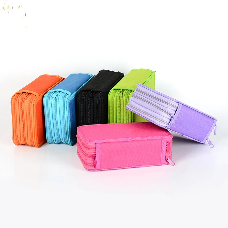 

3 zippers multi Layer function Oxford School coourPencils Case Pouch Pen Holder Stationery Case School Supplies Color Pencil Bag