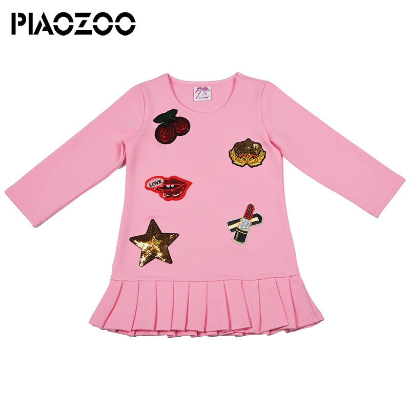 Kopen Lange Mouw herfst winter meisjes jurken 2018 schooluniform meisjes kids peuter meisje winter kleding Bloemen applique Mode P25