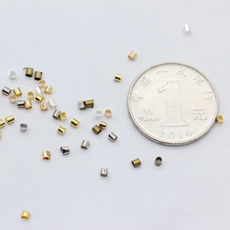 

100/1000p 2x2mm gold/silver/bronze tube beads Crimp End Beads Stopper Spacer Beads For Diy Jewelry Making Findings Supplies