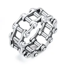 1 Uds nuevo anillo de cadena Retro europeo Punk de moda para bicicleta anillo clásico de aleación de Color plateado para mujeres y hombres joyería R192-T2-10