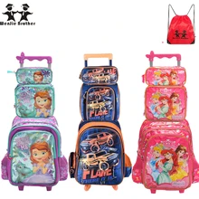 wenjie brother Children Mochilas Kids school bags With Wheel Trolley Luggage For boys Girls backpack Mochila Infantil Bolsas