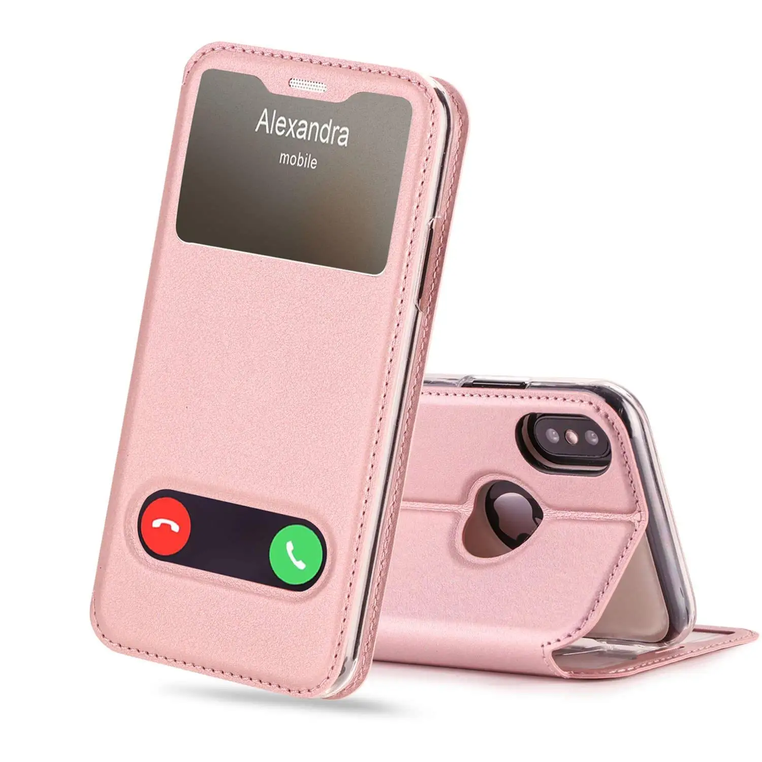 

Case for iPhone Xs (5.8") PU Leather Flip Luxury Open Window View Stand Magnet Closure Case for iPhone X Silicone Cover