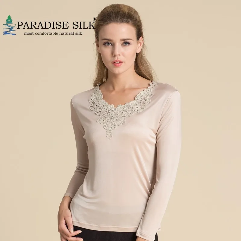 Женские рубашки, шелк, вязаный кружевной топ с v-образным вырезом и длинным рукавом, джемпер, женская одежда, Размеры M L XL XXL, женская одежда