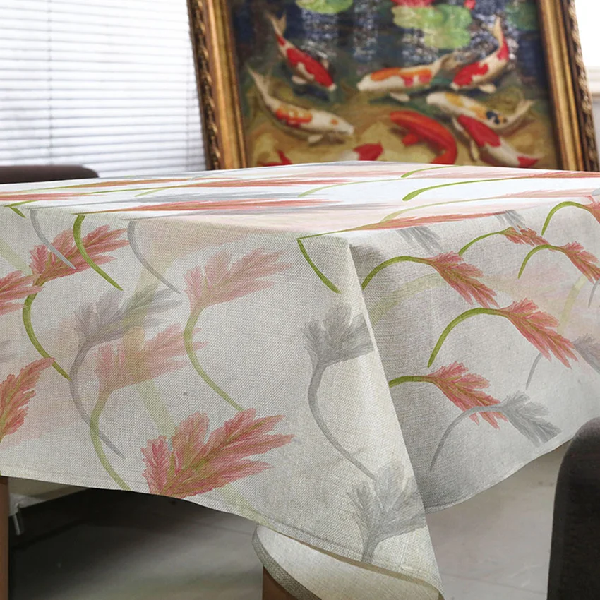 

Tablecloth Tropical Plants Nordic Rectangular Green Oil Painting Leaves Decor Wedding Tablecloth On The Table Home Table Cloth