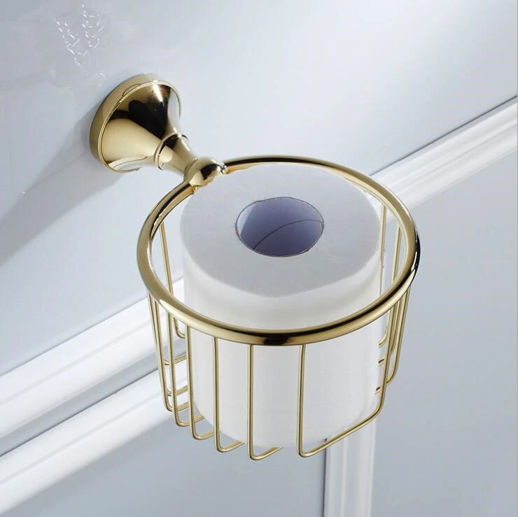 Modern Pure Golden Toilet Paper Holder Toilet Roll Paper Rack Tissue Holder Bathroom Paper