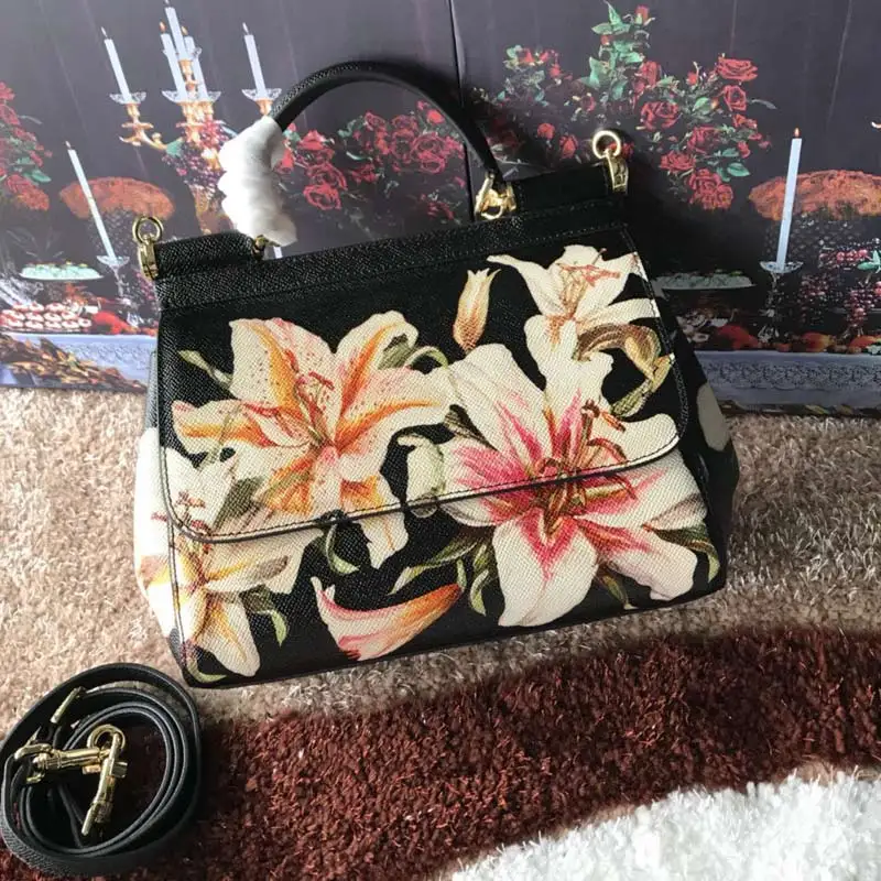 

25 cm spring and summer new medium-sized color printed cowhide fashion leather single shoulder inclined handbag